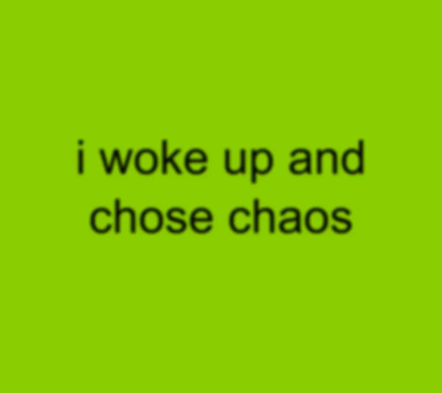 brat style image with full sentence i woke up and chose chaos